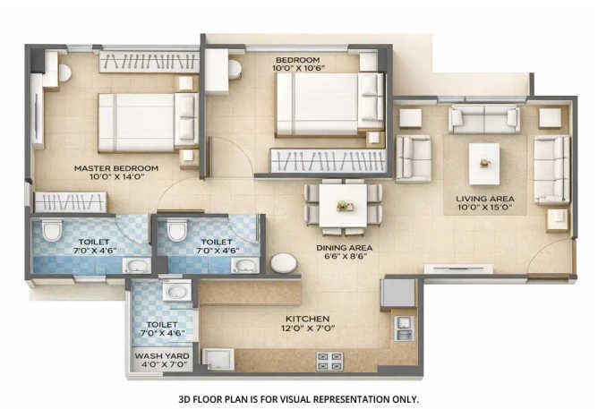 Rustomjee Uptown Urbania Majiwada - Floor plan 2 BHK 633 Sq.ft