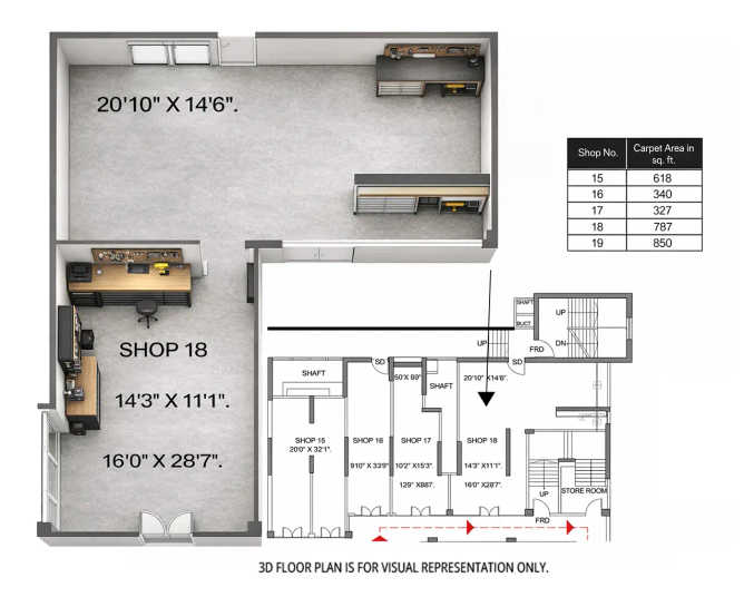 Siddha Magna Sion - Floor plan Retail Shop 787 Sq.ft