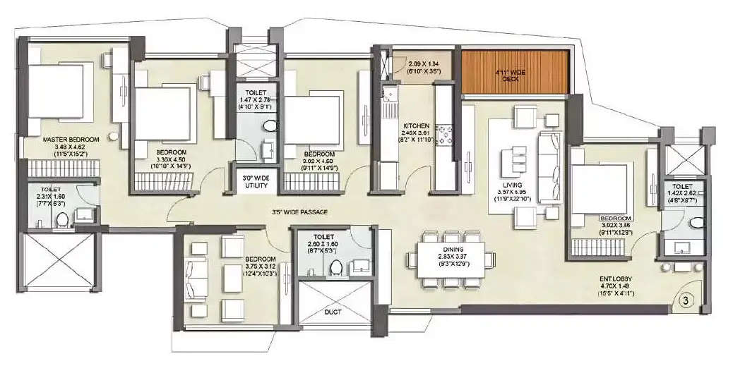 Floor plan for 4.5 BHK
