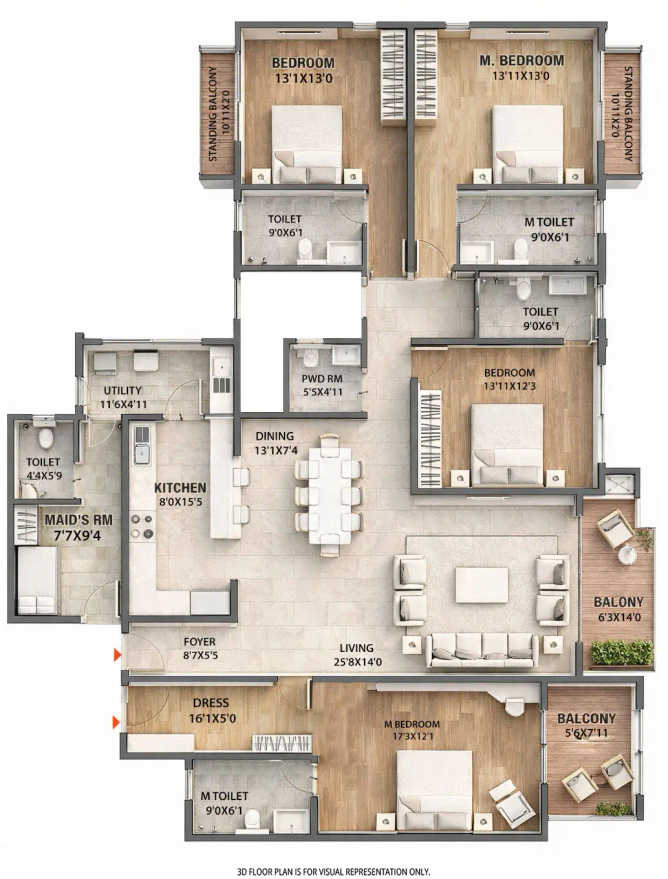 Brigade Insignia Yelahanka - Floor plan 4 BHK 3114 Sq.ft