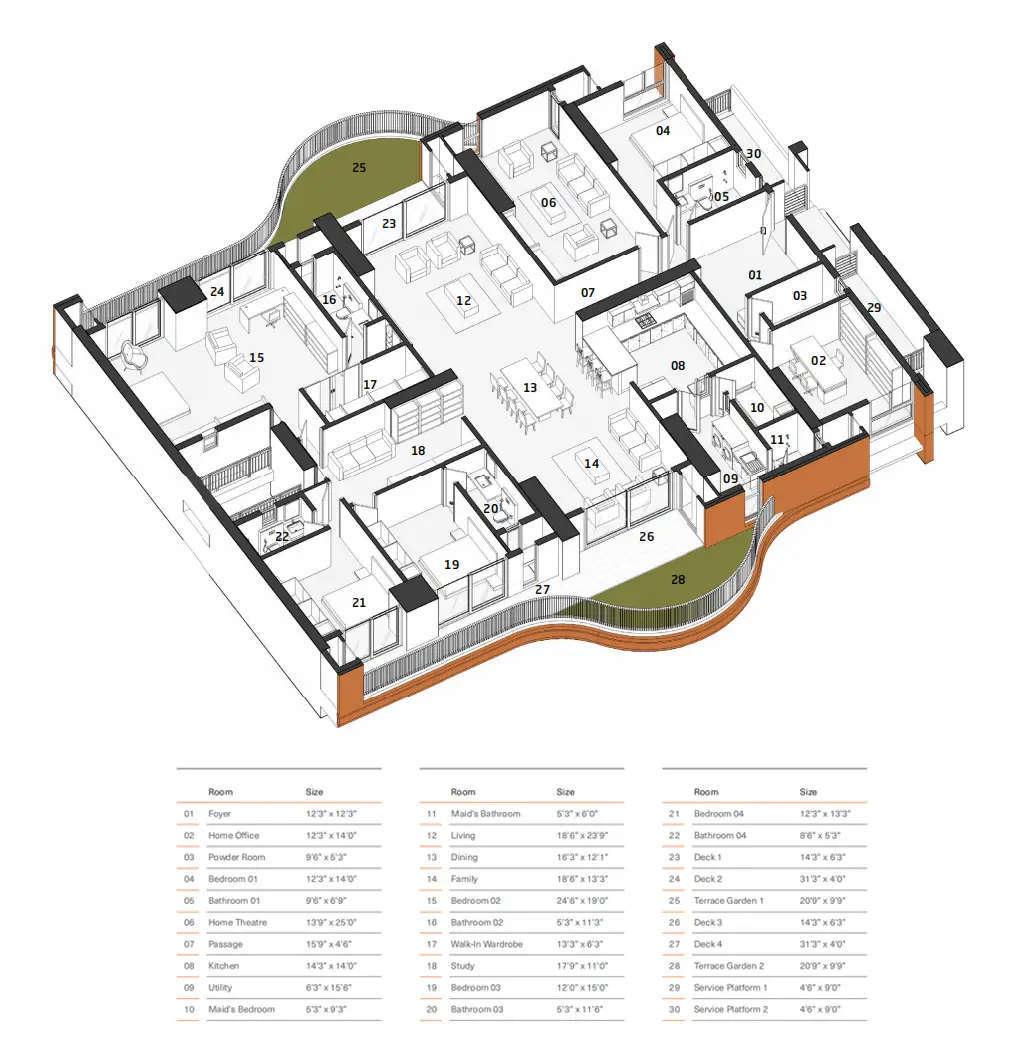 Floor plan for 4 BHK