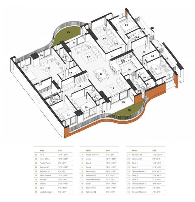 Down By The Water Jakkur - Floor plan 4 BHK 6480 Sq.ft