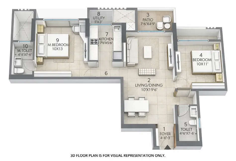 Floor plan for 2 BHK