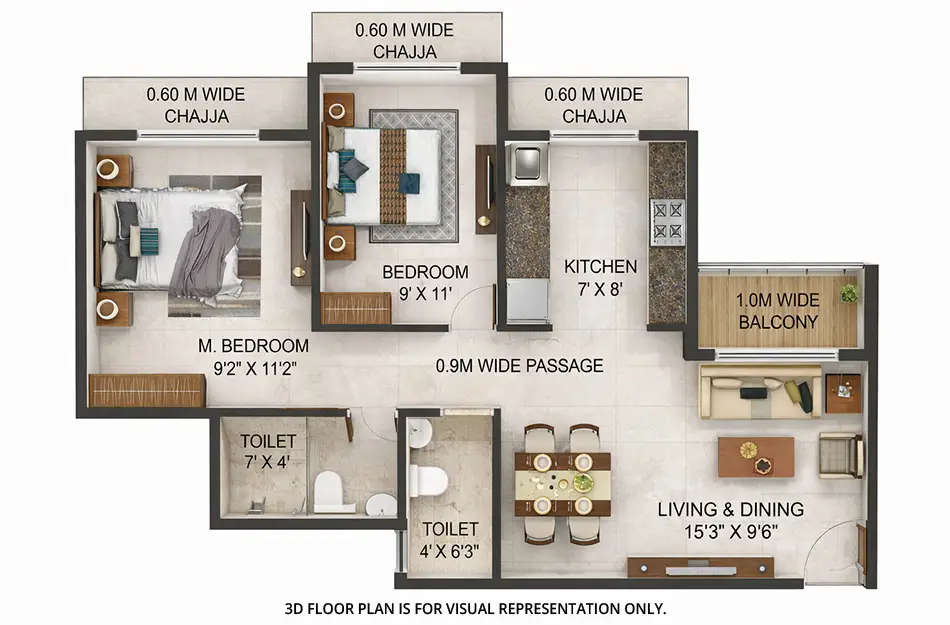 Floor plan for 2 BHK