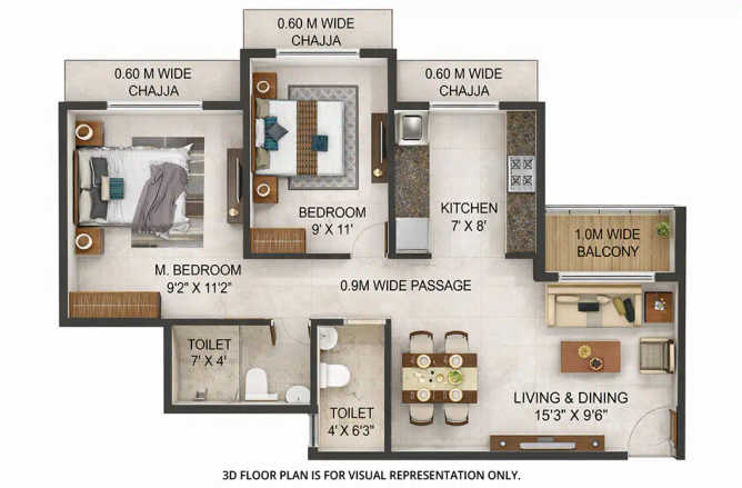 Today Saubhagyam Panvel - Floor plan 2 BHK 534 Sq.ft