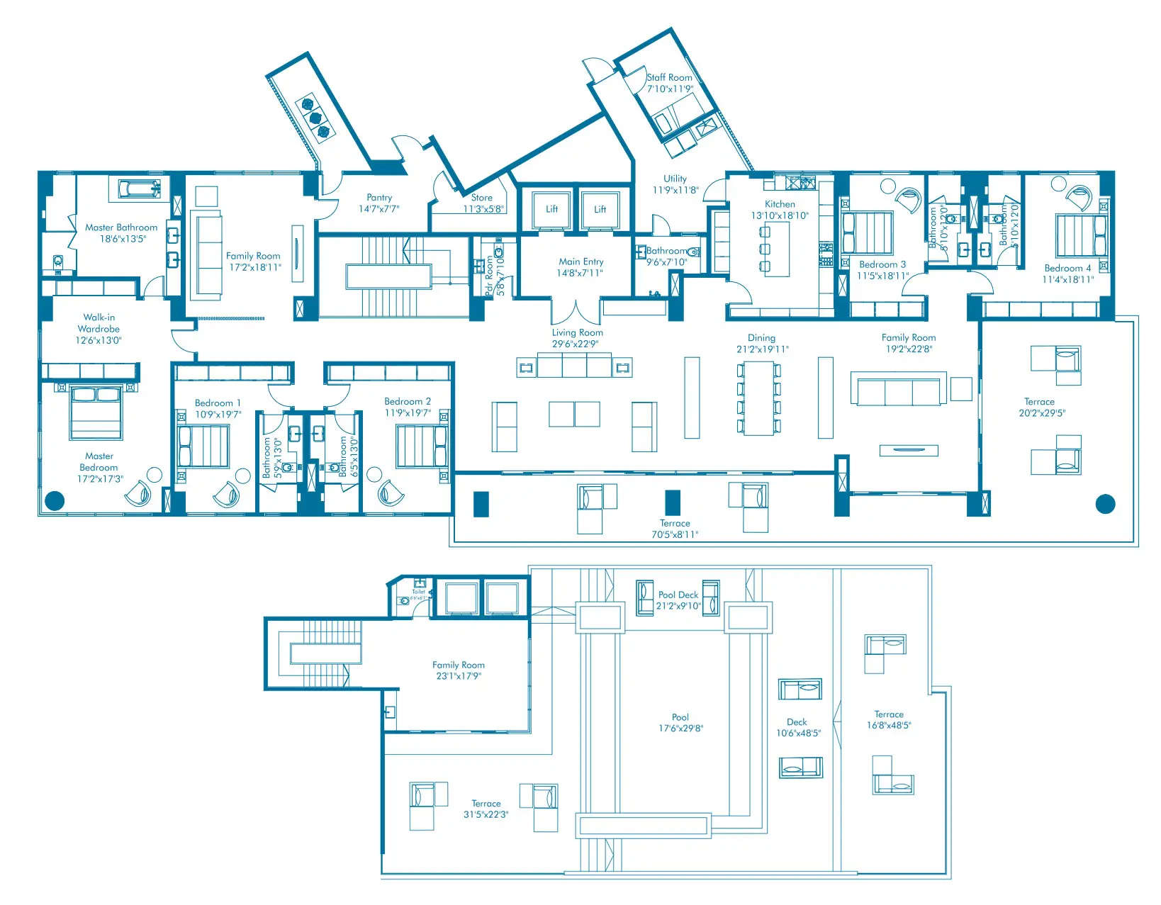 Floor plan for 5 BHK
