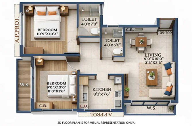 Gami Teesta Taloja - Floor plan 2 BHK 485 Sq.ft