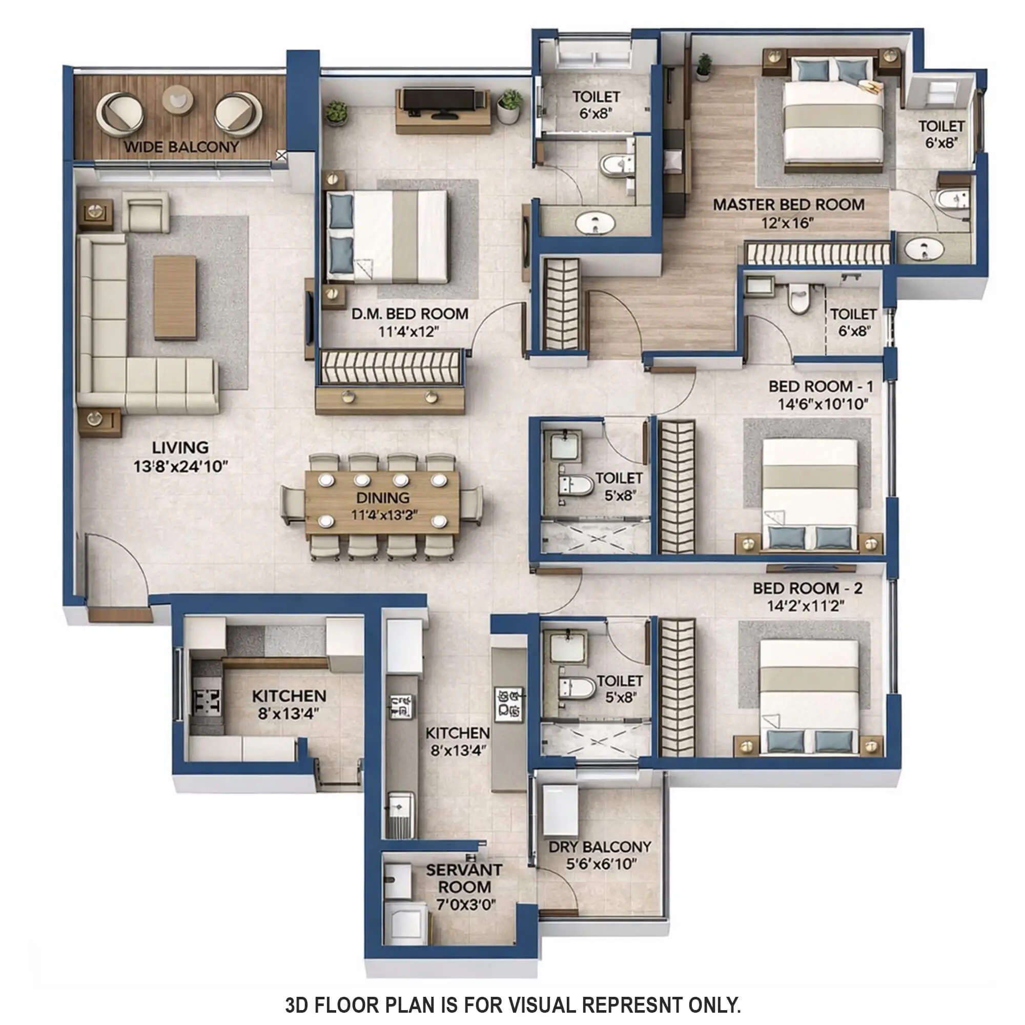 Floor plan for 4 BHK
