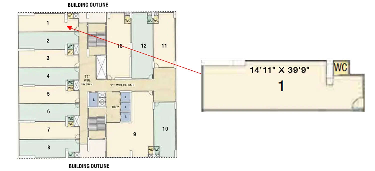 Floor plan for Commercial Office