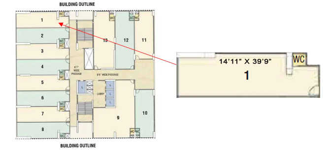 Goodwill Bizhub Turbhe - Floor plan Commercial Office 717 Sq.ft