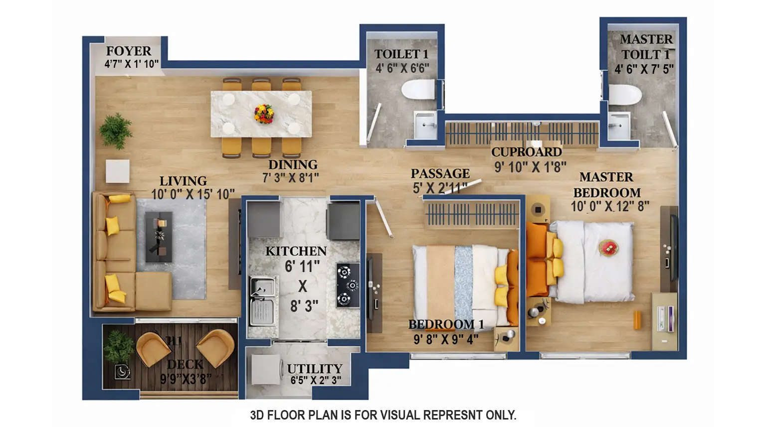 Floor plan for 2 BHK