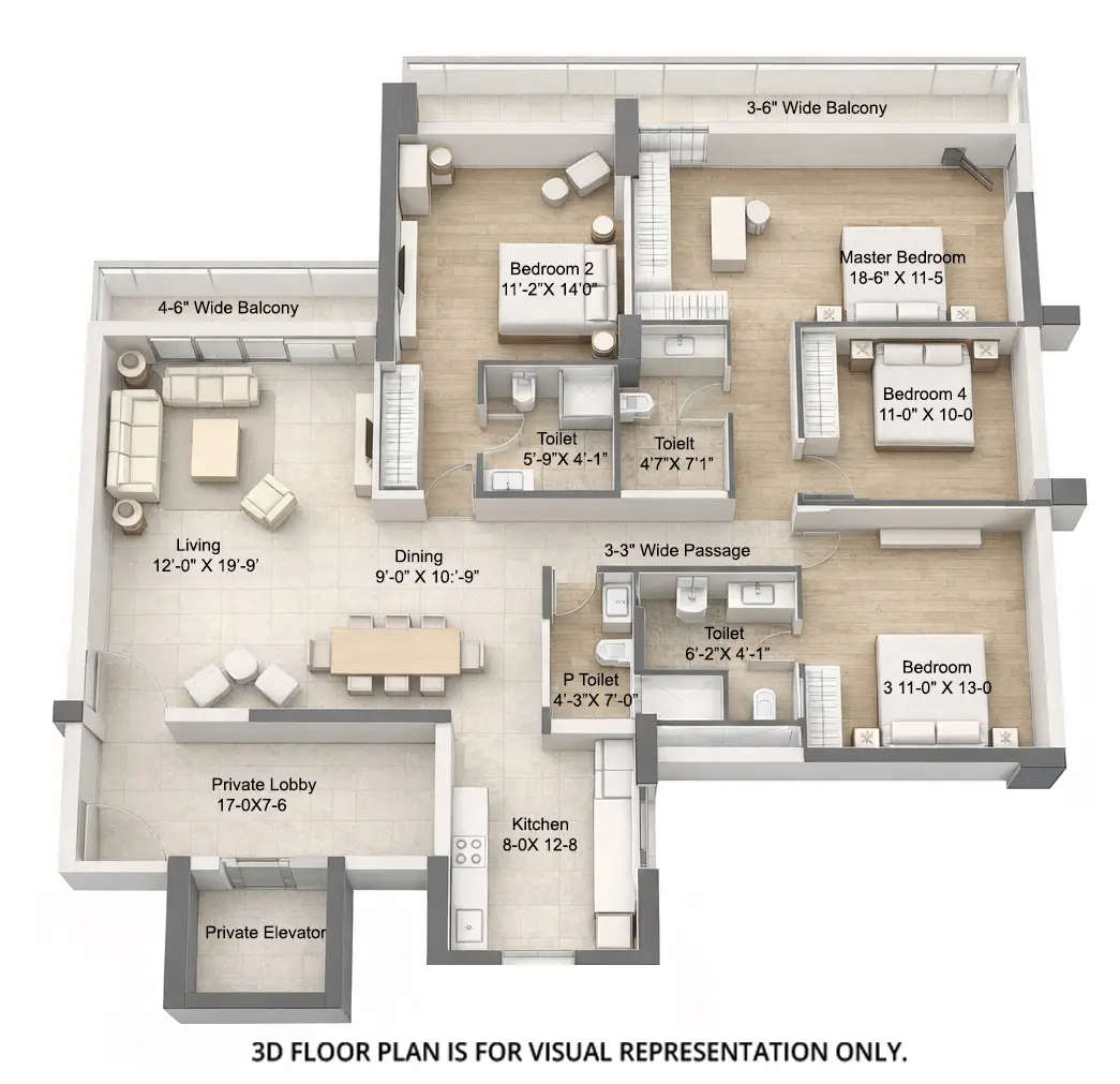 Floor plan for 4 BHK