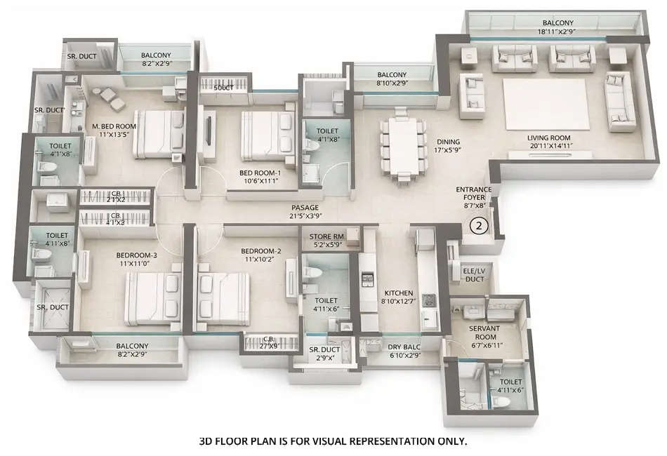 Floor plan for 4 BHK