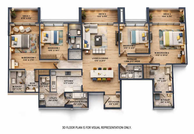 K Raheja Galaxy Mohammed Wadi - Floor plan 4 BHK 1890 Sq.ft