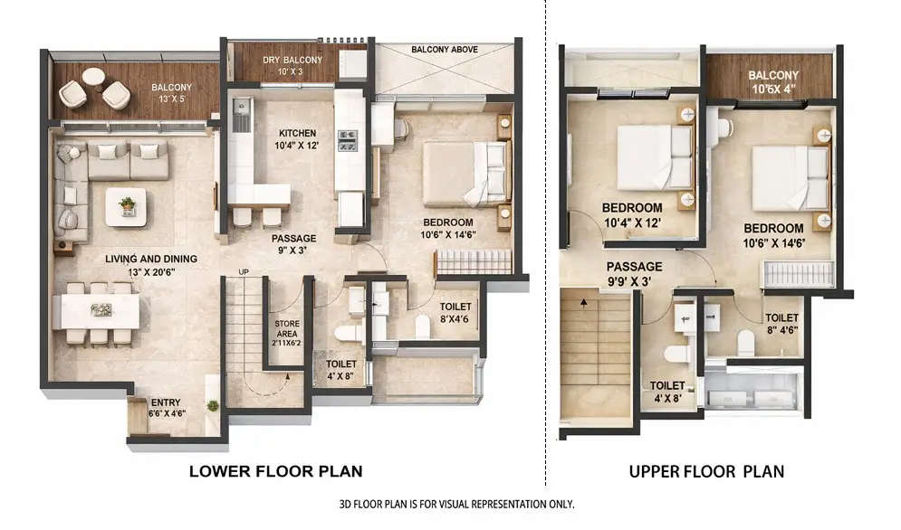 Floor plan for 3 BHK