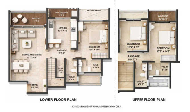 Pride World City Charholi - Floor plan 3 BHK 1059 Sq.ft