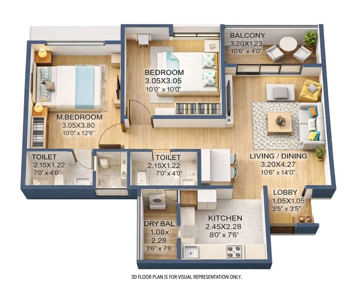 Floor plan for 2 BHK