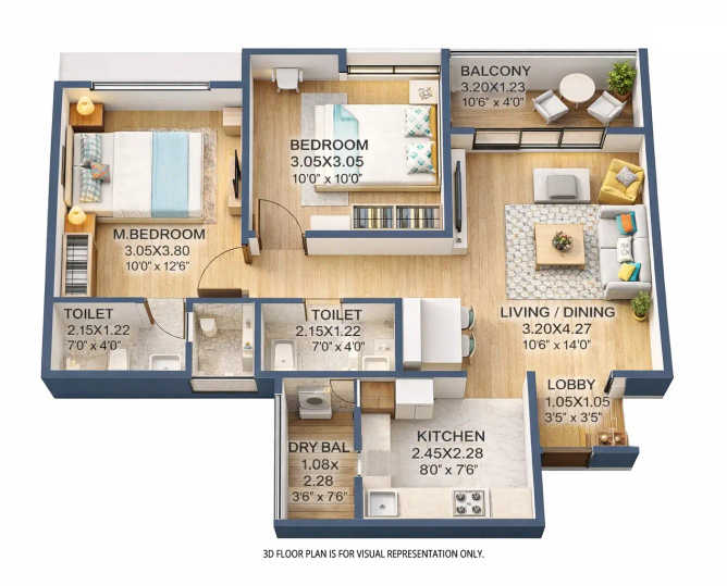Kohinoor Abhimaan Homes Shirgaon - Floor plan 2 BHK 649 Sq.ft