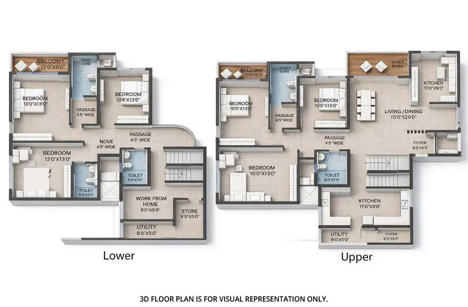 Floor plan for 6 BHK