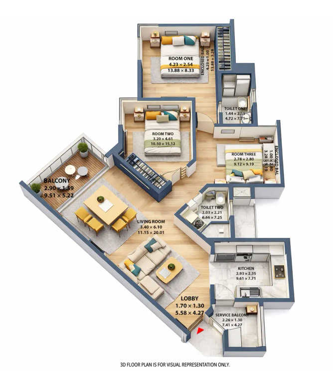 Kasturi Eon Homes Hinjewadi - Floor plan 2.5 BHK 973 Sq.ft