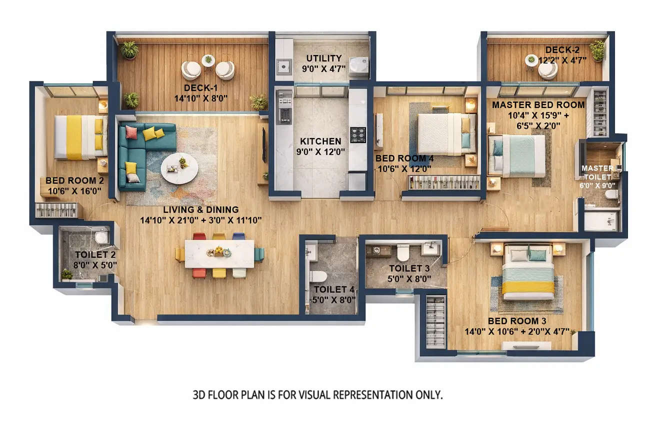 Floor plan for 4 BHK