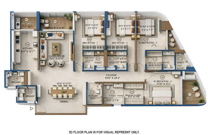 JP Icons 71 Chembur - Floor plan 4 BHK 1948 Sq.ft