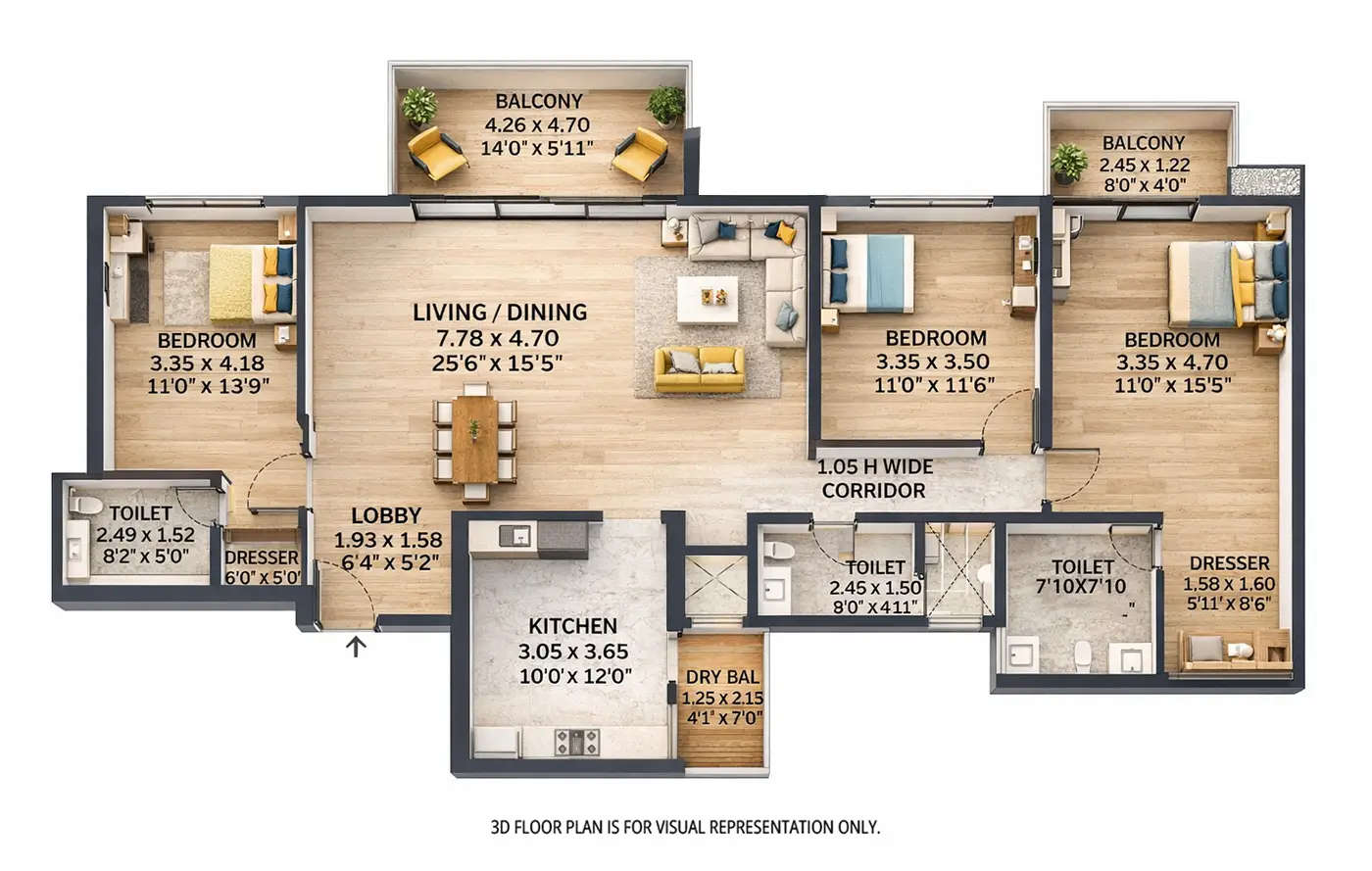 VTP Monarque Hinjewadi - Floor plan 3 BHK 1490 Sq.ft