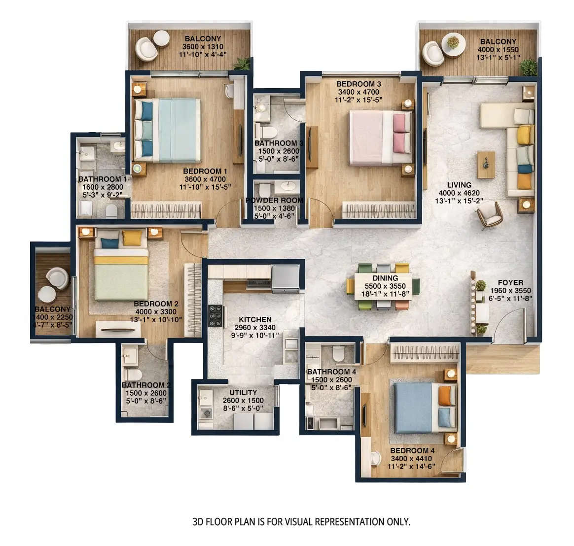 Sobha Altair Chikkakannalli - Floor plan 4 BHK 2465 Sq.ft