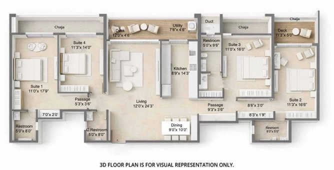 Gurukrupa The Marque Bandra - Floor plan 4 BHK 1811 Sq.ft