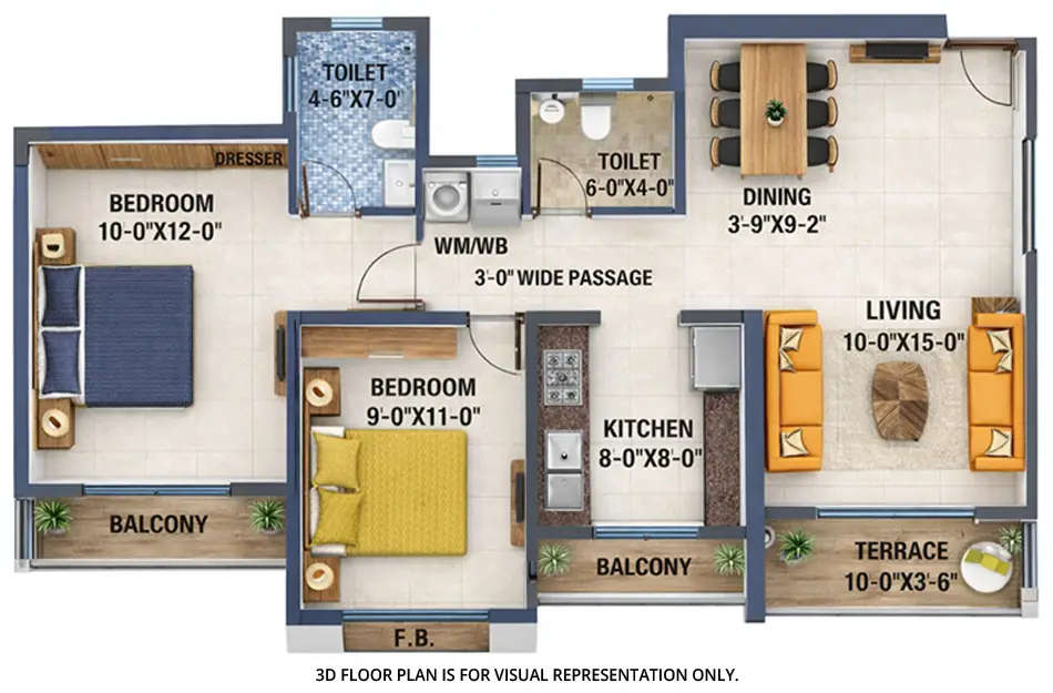 Arihant Clan Aalishan Kharghar - Floor plan 2 BHK 694 Sq.ft