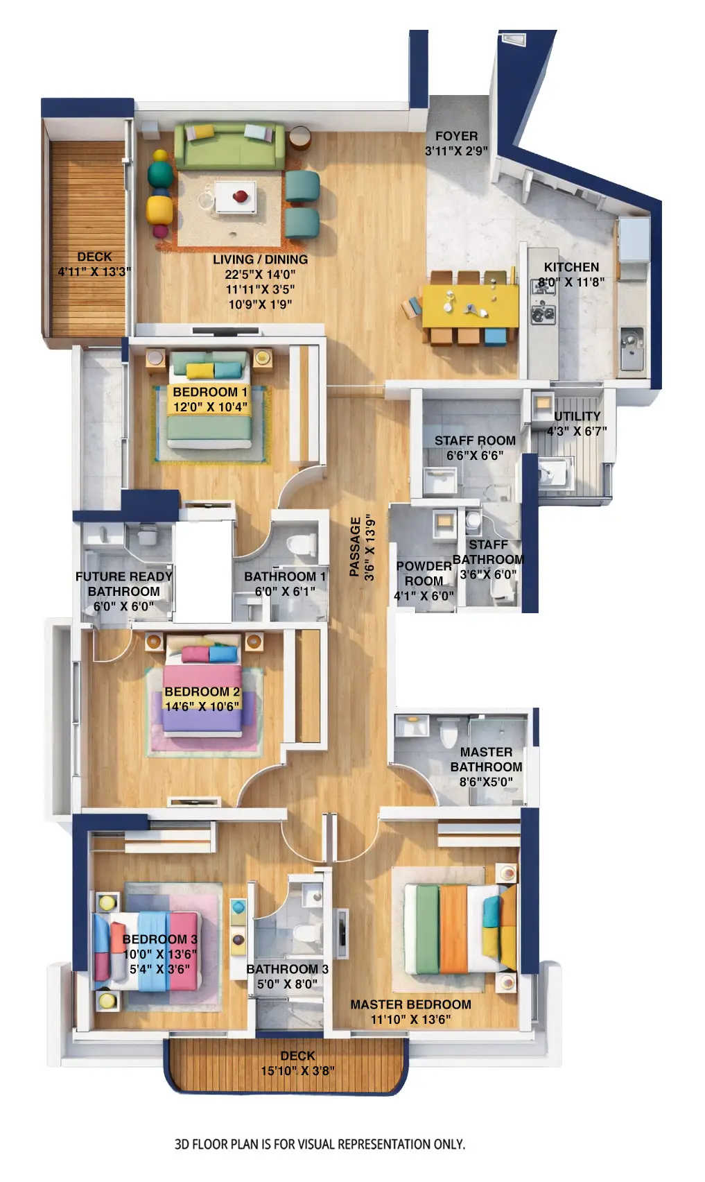 Rustomjee 180 Bayview Matunga - Floor plan 4 BHK 1646 Sq.ft