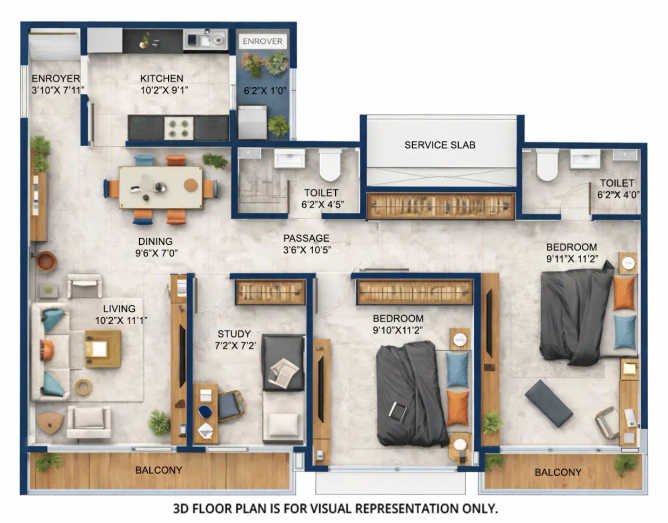 Adani The Views Ghatkopar - Floor plan 2.5 BHK 1022 Sq.ft