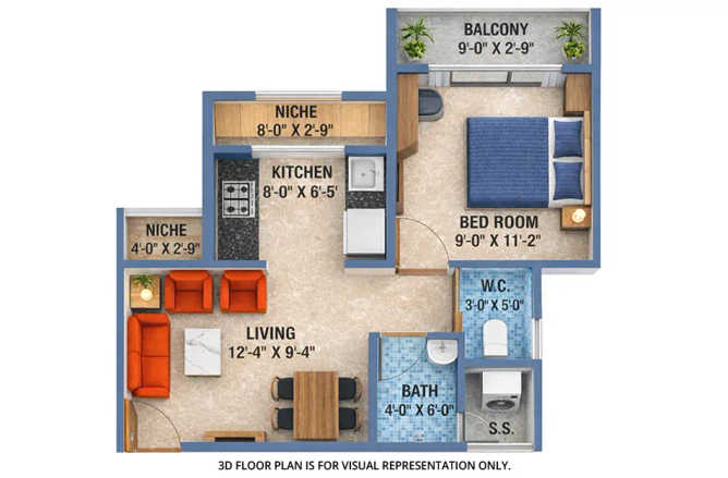Arihant Aspire Panvel - Floor plan 1 BHK 430 Sq.ft