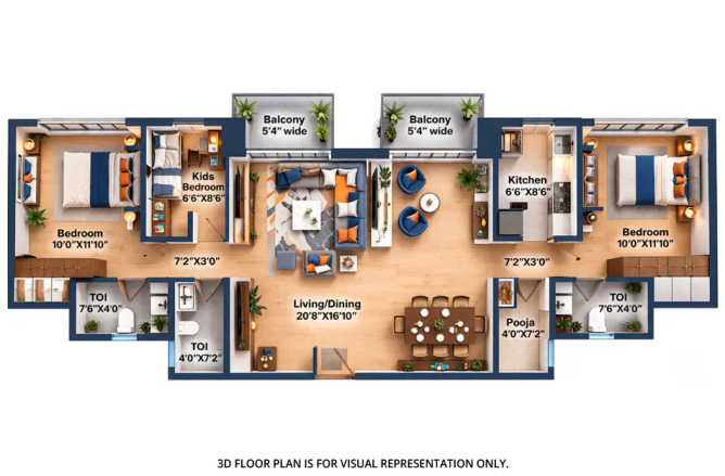 Marathon Nexzone Panvel - Floor plan 2.5 BHK 830 Sq.ft