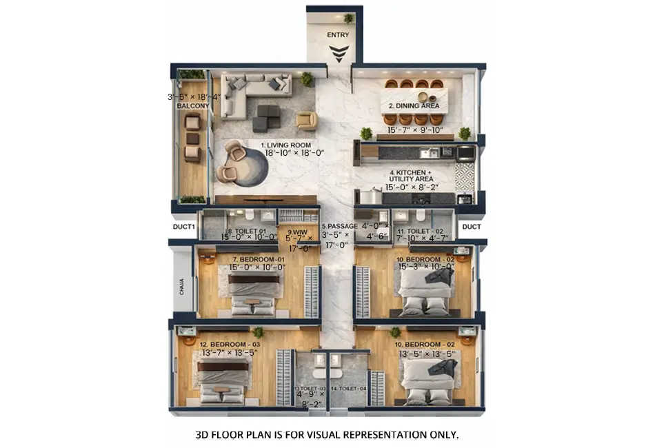 Shreeji Aikyam Kandivali - Floor plan 4 BHK 1768 Sq.ft