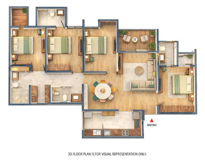 Rohan Saroha Bhugaon - Floor plan 4 BHK 1536 Sq.ft