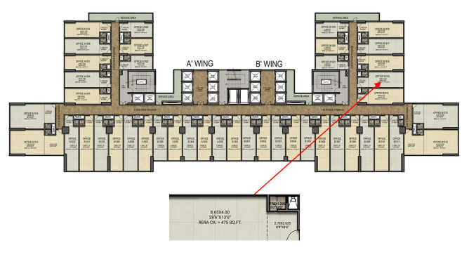 Emperia C2 Turbhe - Floor plan Commercial Office 475 Sq.ft