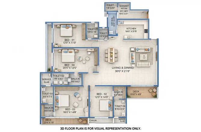 Gami Palm Amore Seawoods - Floor plan 4 BHK 1690 Sq.ft