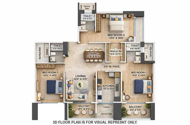 Promesa Fremont Chinchpokli - Floor plan 3 BHK  Sq.ft