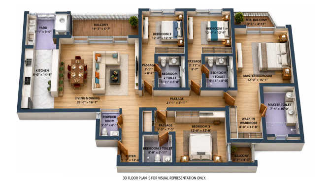 L & T Elara Celestia Hebbal - Floor plan 4 BHK 2849 Sq.ft