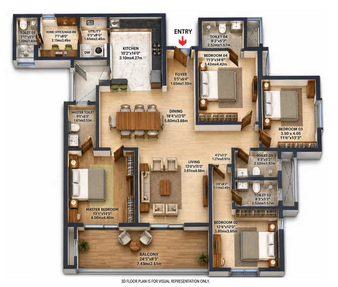 Brigade Eternia Yelahanka - Floor plan 4 BHK 2714 Sq.ft