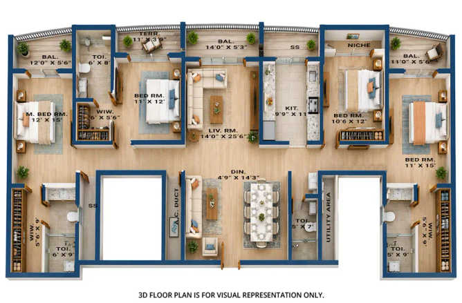 Sai World Empire Kharghar - Floor plan 4 BHK 2093 Sq.ft