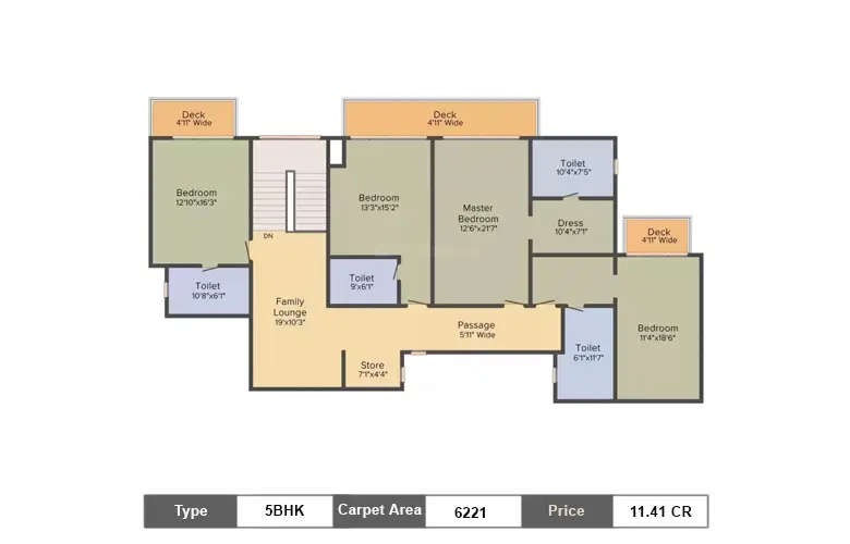 Floor plan for 5 BHK