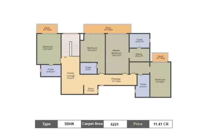 DLF The Crest Sector 79 Gurgaon - Floor plan 5 BHK 6221 Sq.ft
