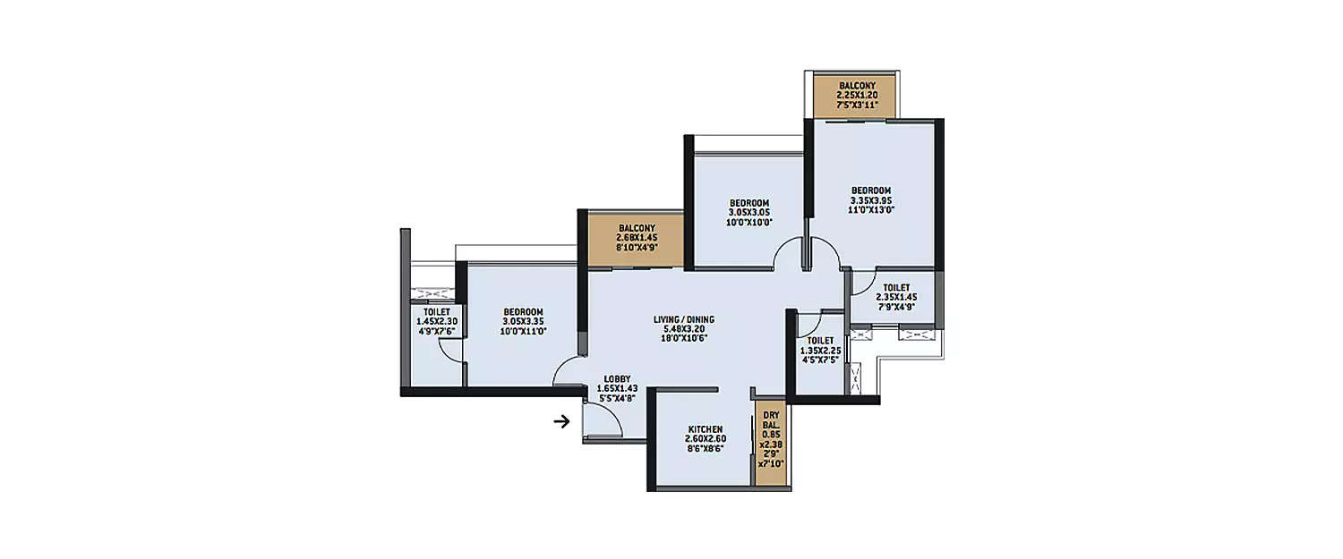 Floor plan for 4 BHK