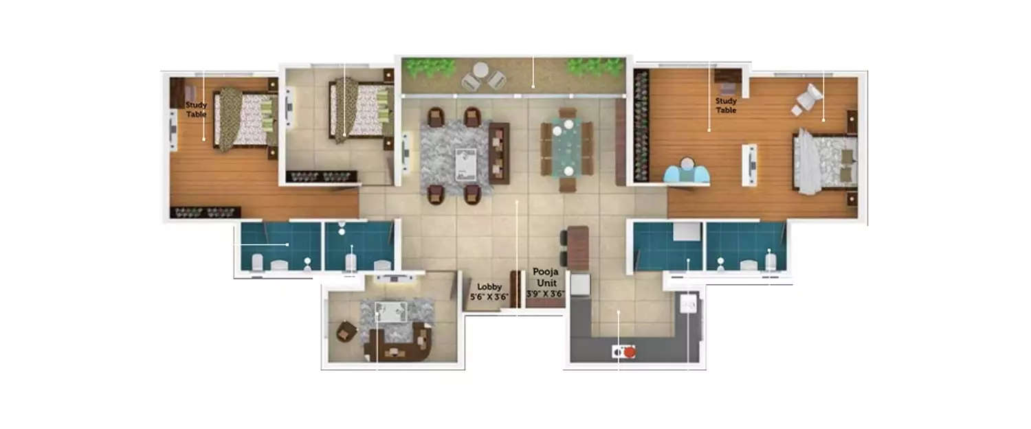 Floor plan for 4 BHK