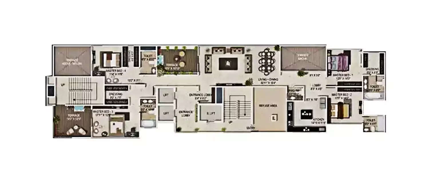 Floor plan for 4 BHK