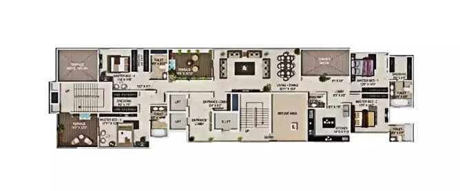 Paranjape Schemes Sky One Shivajinagar - Floor plan 4 BHK 2244 Sq.ft
