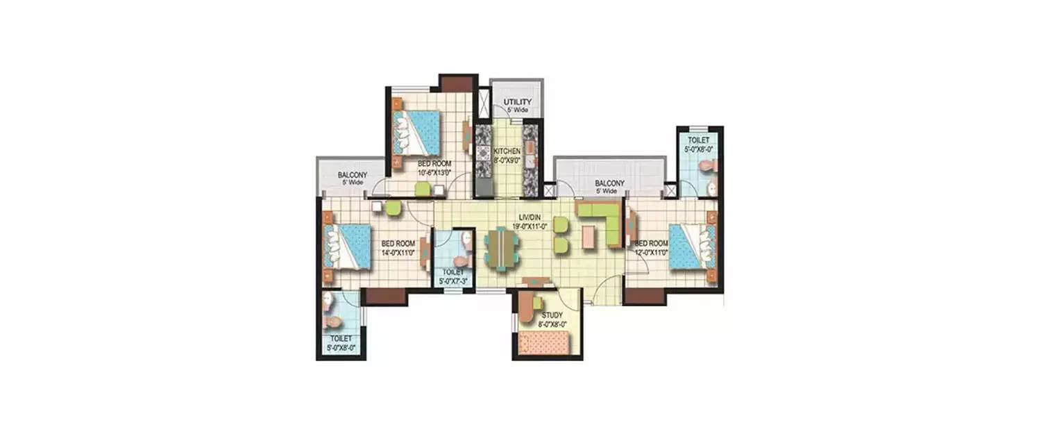 Floor plan for 3.5 BHK