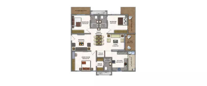 A2A Homeland Balanagar - Floor plan 3 BHK 2260 Sq.ft